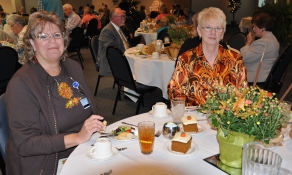 2 women at table